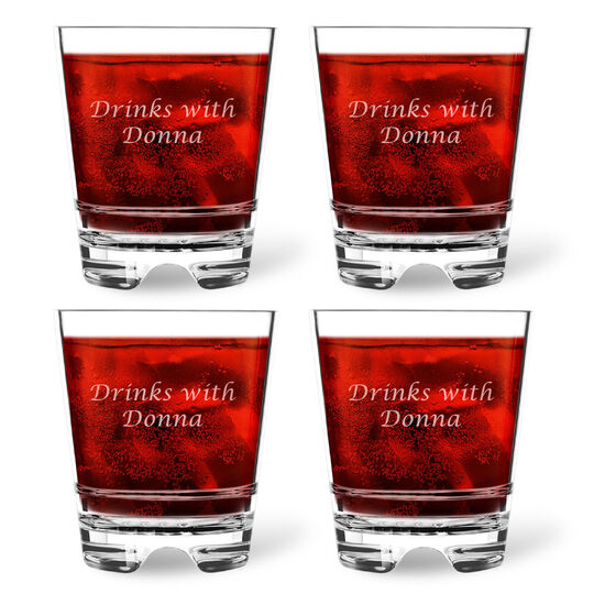 Personalized Tritan Acrylic Double Old Fashioned Set - Text Only